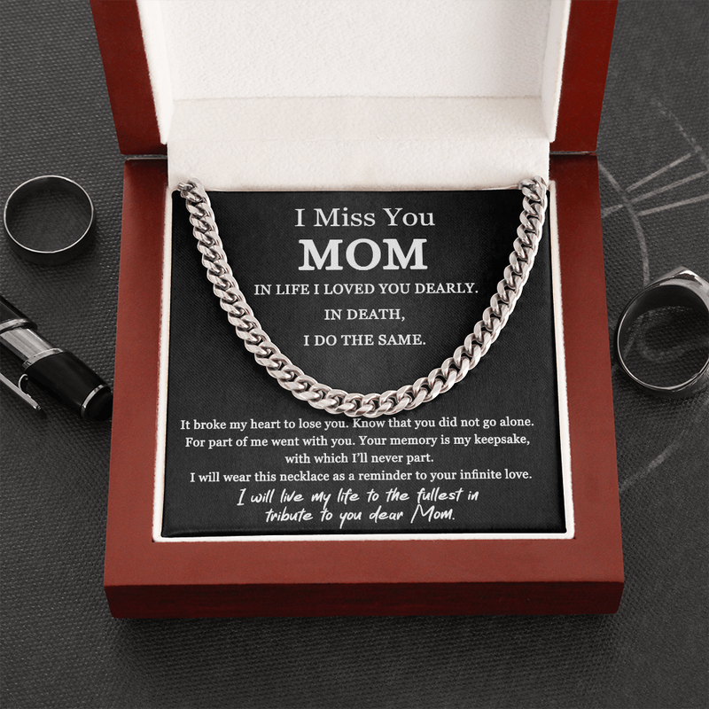Mom Memorial Cuban Chain Link Necklace | Loss of Mother Gift | Mother Loss Sympathy Gift