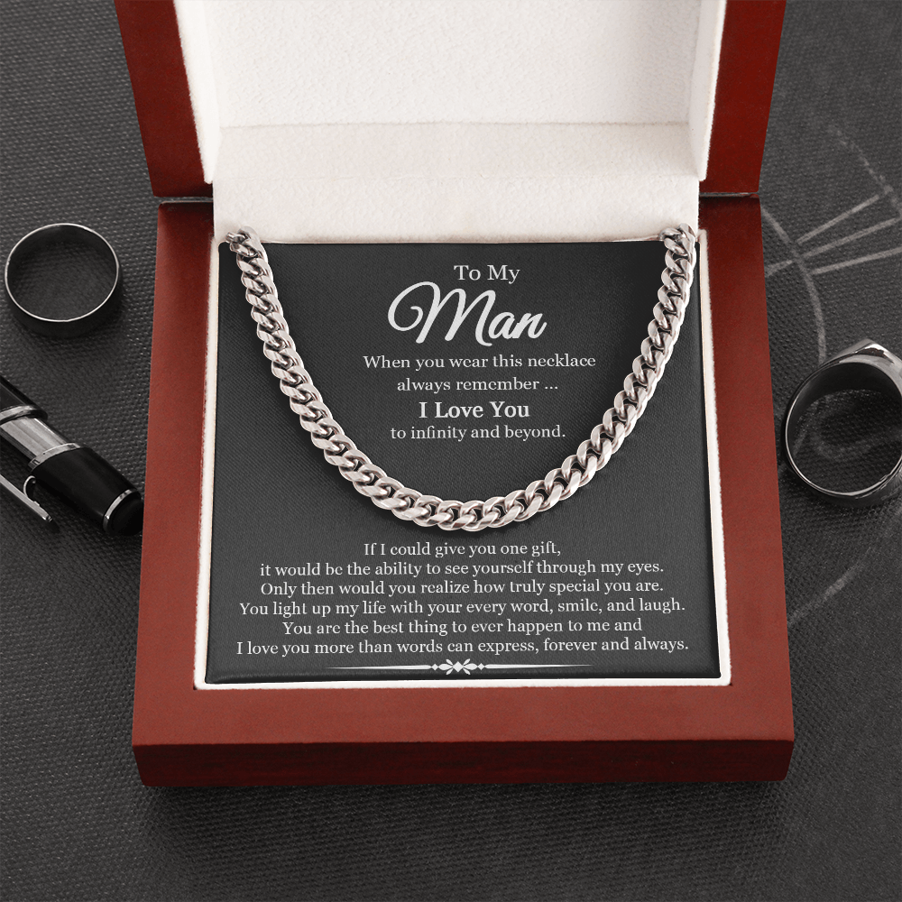 To My Man You Light Up My Life Link Chain Necklace |  Romantic Gift for Husband |  Anniversary & Birthday Gift