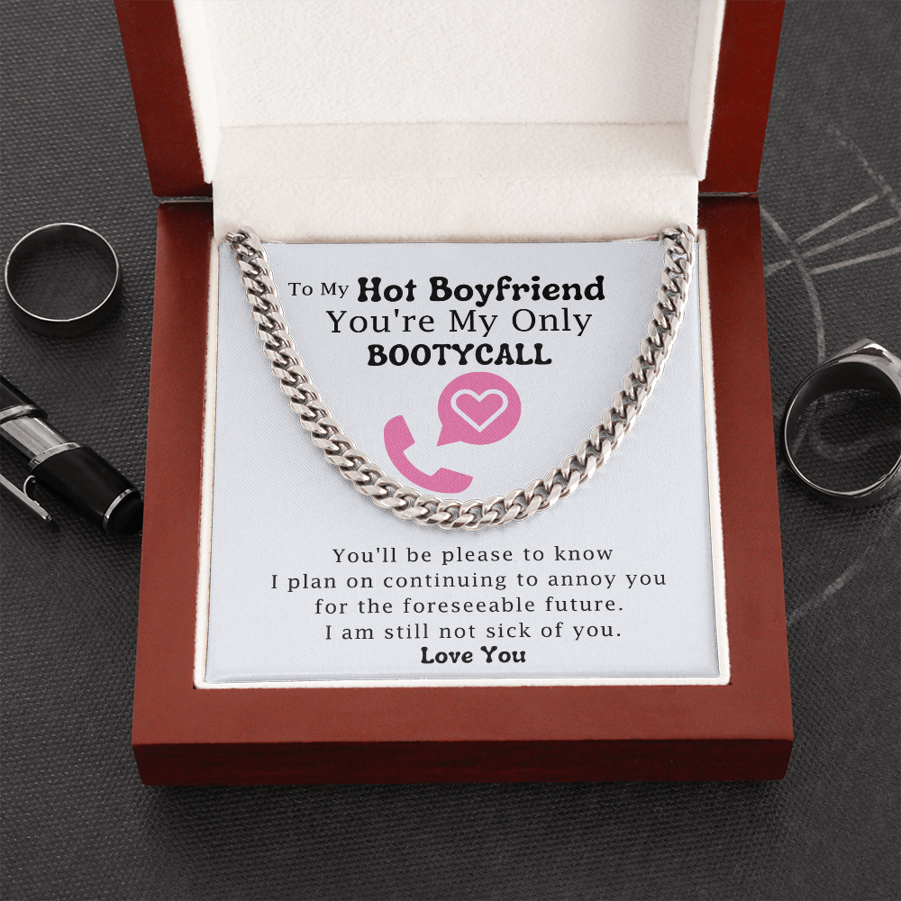 To My Hot Boyfriend You're My Only Booty Call Funny Chain Link Necklace | Funny Humor Anniversary, Valentine's Gift For Boyfriend