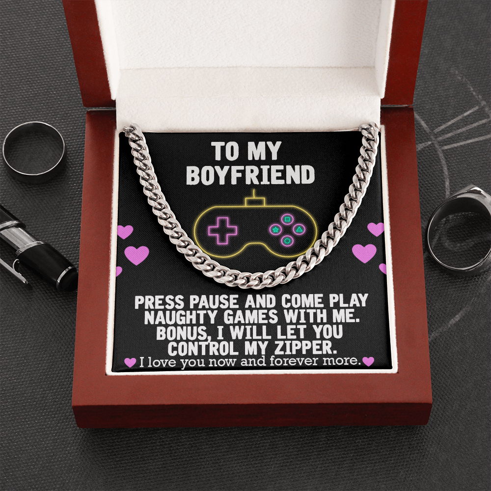 To My Gaming Boyfriend Come Play With Me Chain Necklace | Funny Valentine's, Anniversary, Birthday Gift For Gaming Boyfriend