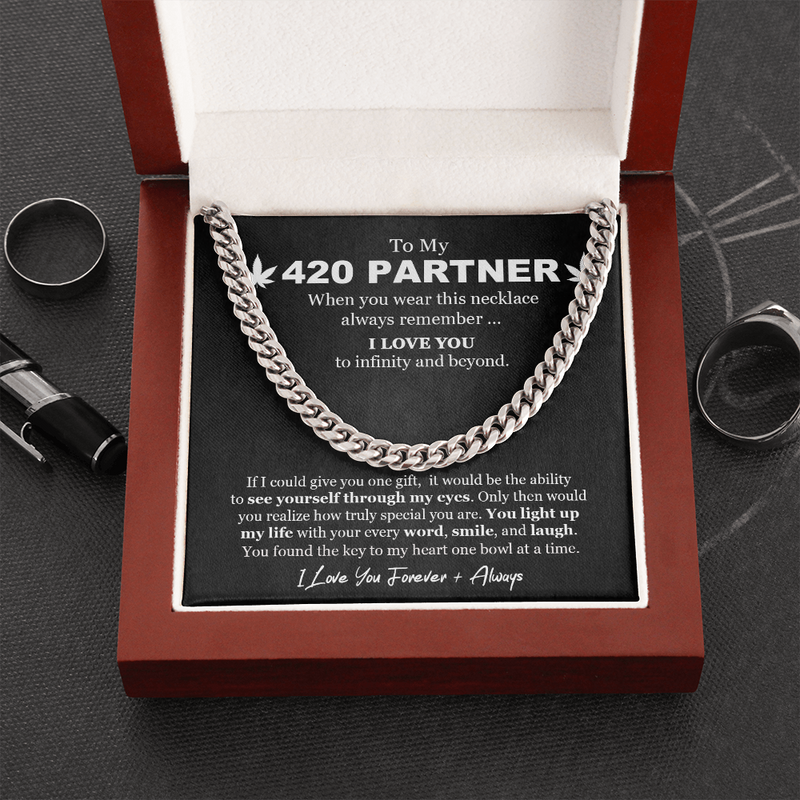 To My 420 Partner Link Chain Necklace | Romantic Gift for Boyfriend | Boyfriend Anniversary Gift |  Boyfriend Birthday Gift