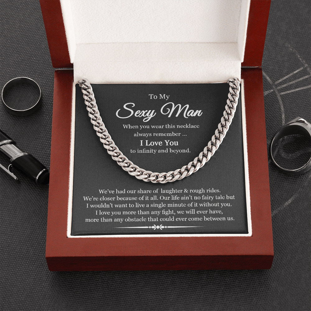 To My Sexy Man We're Closer Because of It All Link Chain Necklace |  Romantic Gift for Husband |  Anniversary & Birthday Gift