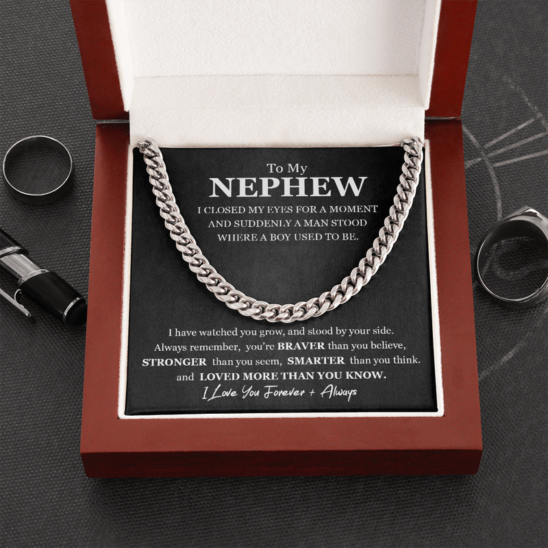 Gift For Nephew Link Chain Necklace | Nephew Birthday, Graduation Gift from Uncle, Aunt