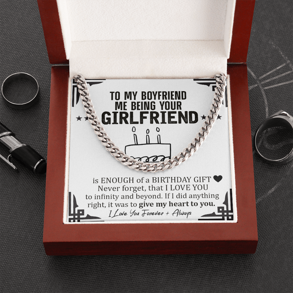 To My Boyfriend Cuban Chain Necklace, Funny Gift for Boyfriend, Unique Birthday Gift for Boyfriend