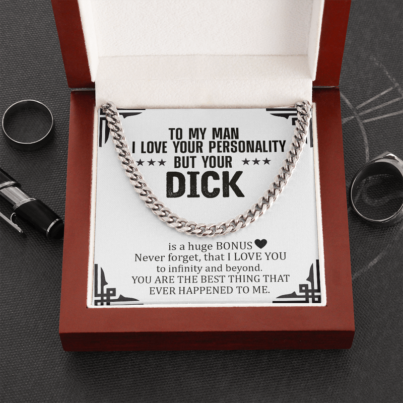 To My Man Funny Link Chain Necklace | Gift for Him from Girlfriend, Anniversary, Birthday, Christmas | Funny Gift to my Boyfriend
