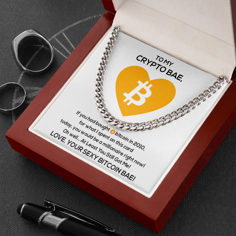 To My Crypto Bae Cuban Link Chain Necklace| From your Sexy Bitcoin Bae| Gift for Husband, Boyfriend| Funny Valentine's, Birthday, Anniversary Gift