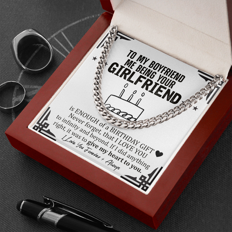 To My Boyfriend Cuban Chain Necklace, Funny Gift for Boyfriend, Unique Birthday Gift for Boyfriend