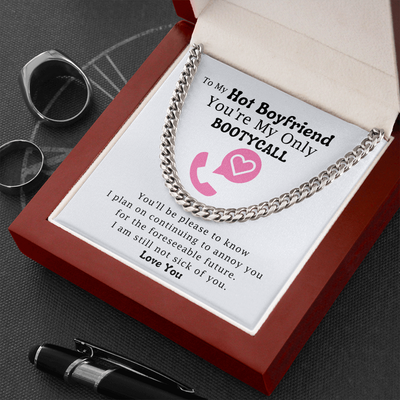 To My Hot Boyfriend You're My Only Booty Call Funny Chain Link Necklace | Funny Humor Anniversary, Valentine's Gift For Boyfriend