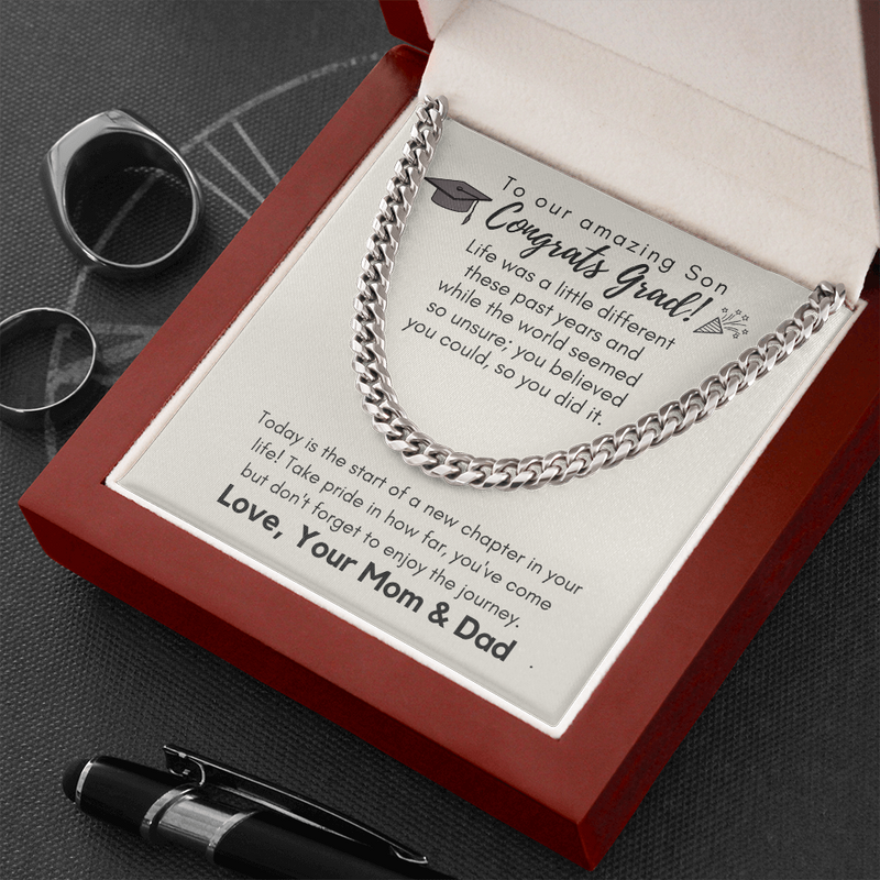 To Our Son Graduation Gift Necklace, High School Graduation Gift From Parents, Meaningful College Graduation Gift For Son, Gift For Son Graduation