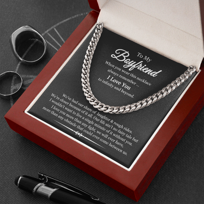 To My Boyfriend We're Closer Because of It All Link Chain Necklace |  Romantic Gift for Boyfriend |  Anniversary & Birthday Gift