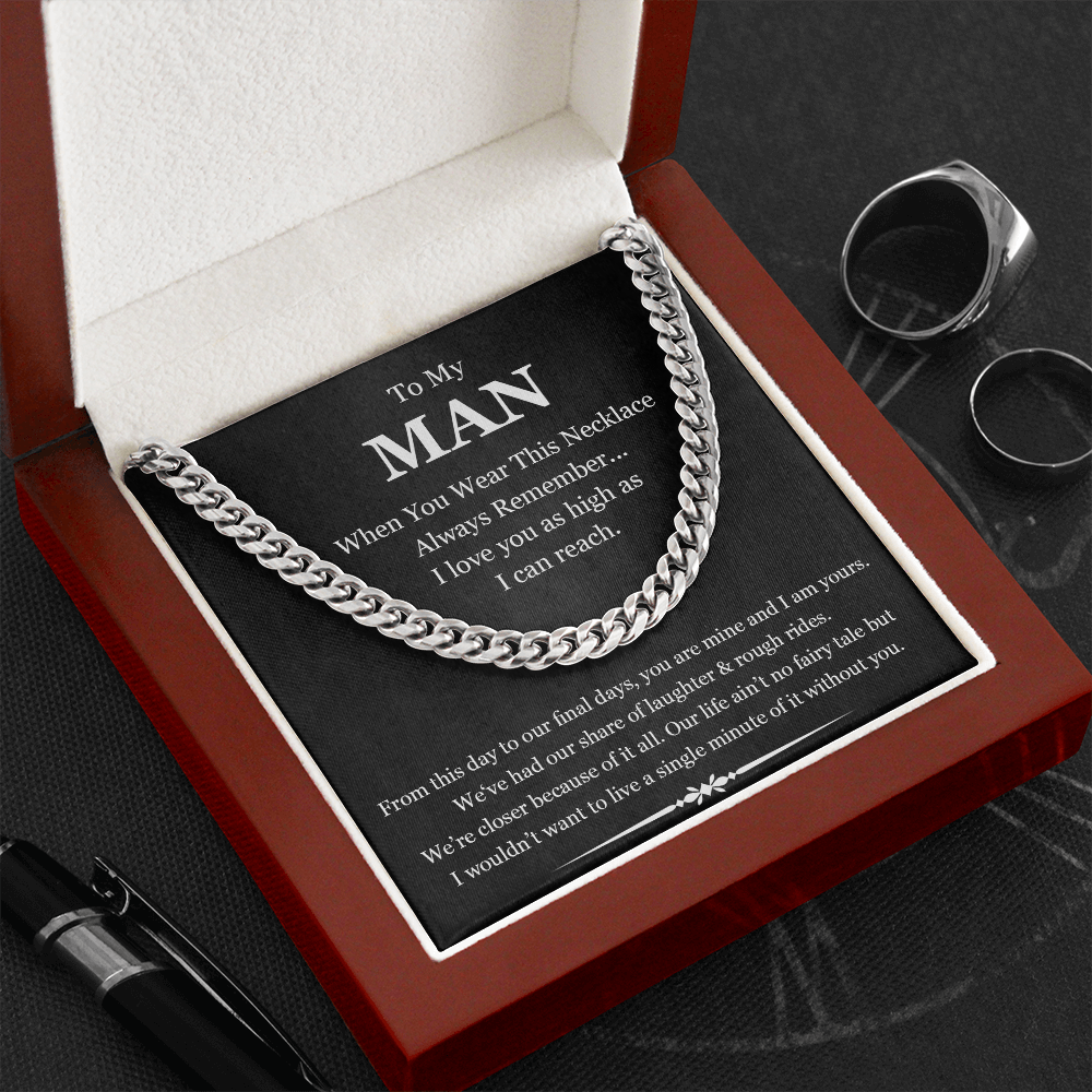To My Man Cuban Link Chain Necklace| Gift for Husband, Boyfriend, Long term Partner| Anniversary & Birthday Gift