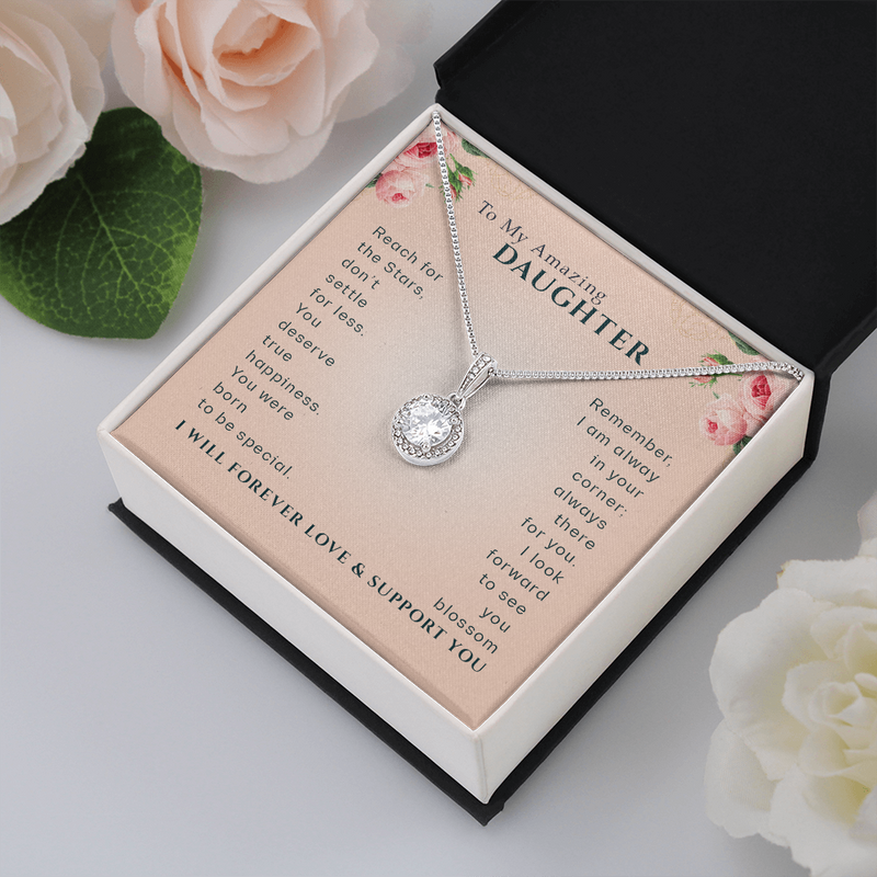 To My Amazing Daughter Reach For the Stars Eternal Hope Necklace | Daughter Gift from Mom | Daughter Gift from Dad | Birthday, Graduation