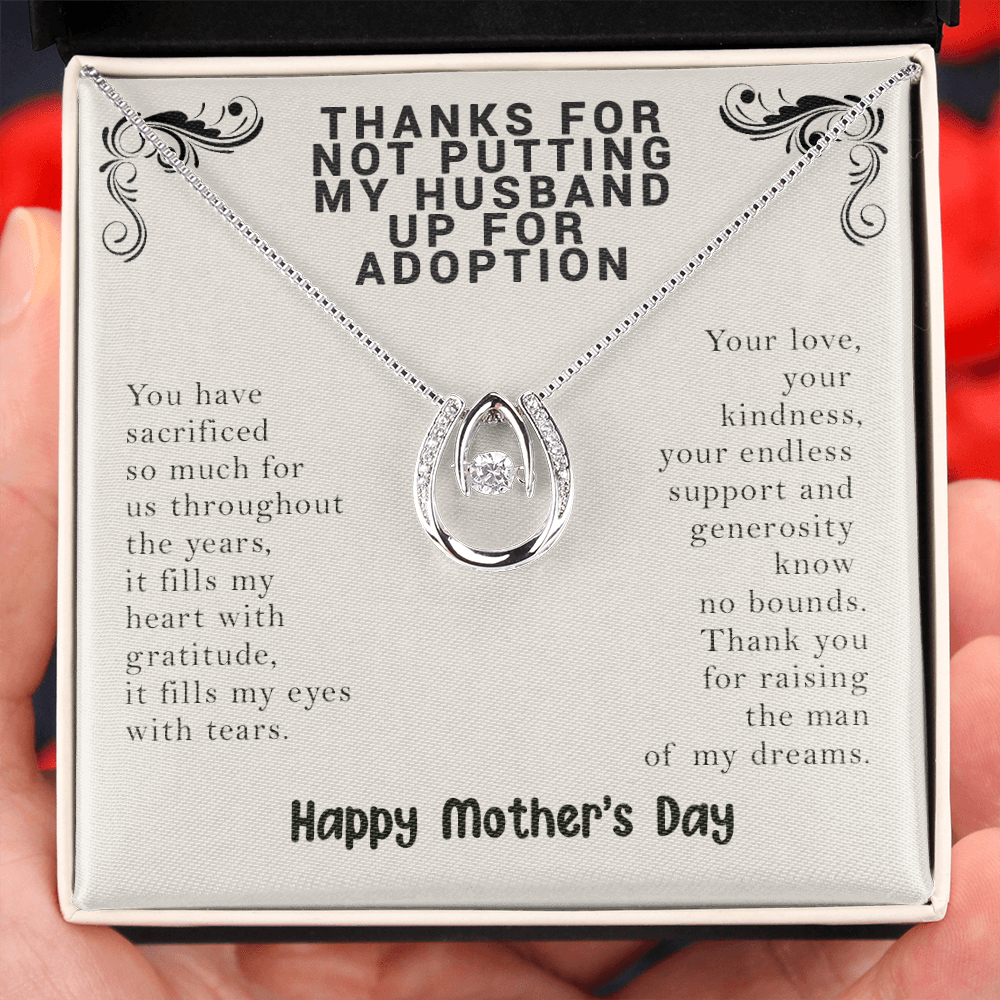 Thanks for Not Putting My Husband Up For Adoption Lucky Necklace | Funny Mother's Day Gift For Mother-In-Law | Gift from Daughter-In-Law