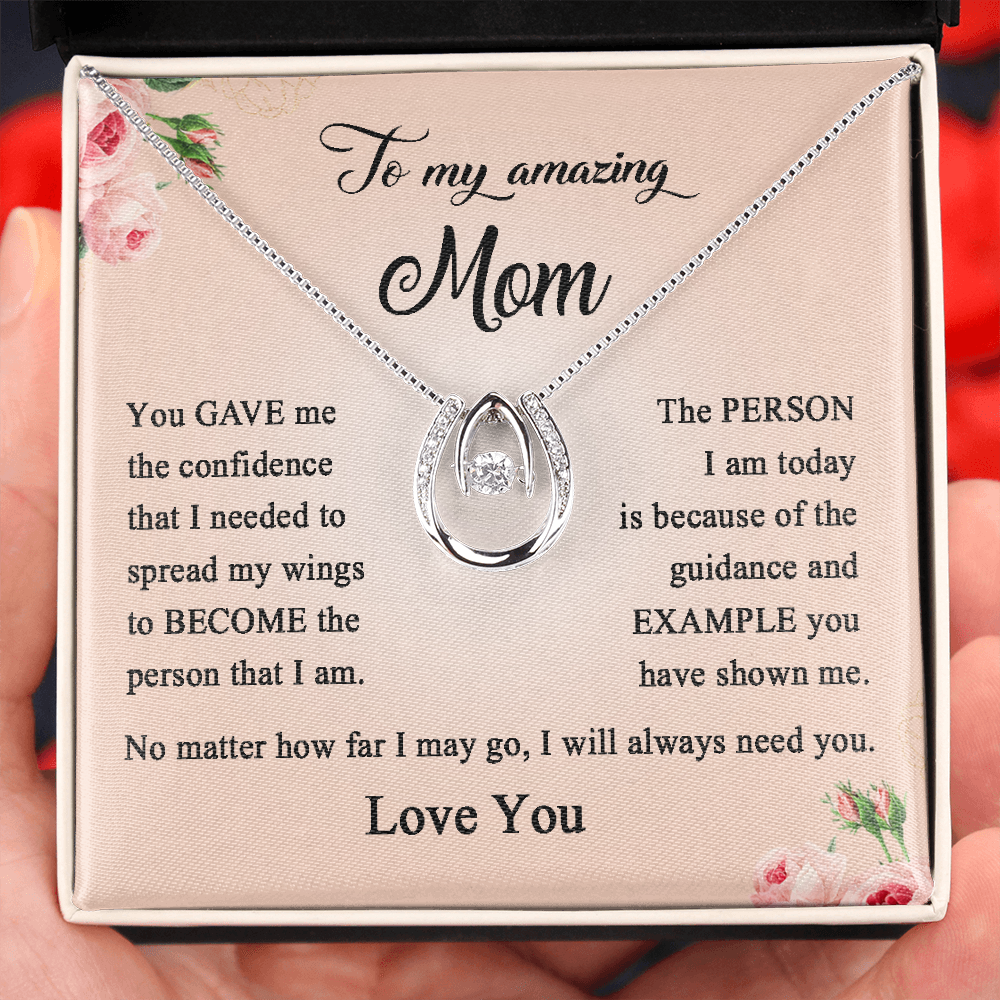 To My Amazing Mom, Lucky In Love Necklace  Mom Necklace, Present for Mother's Day