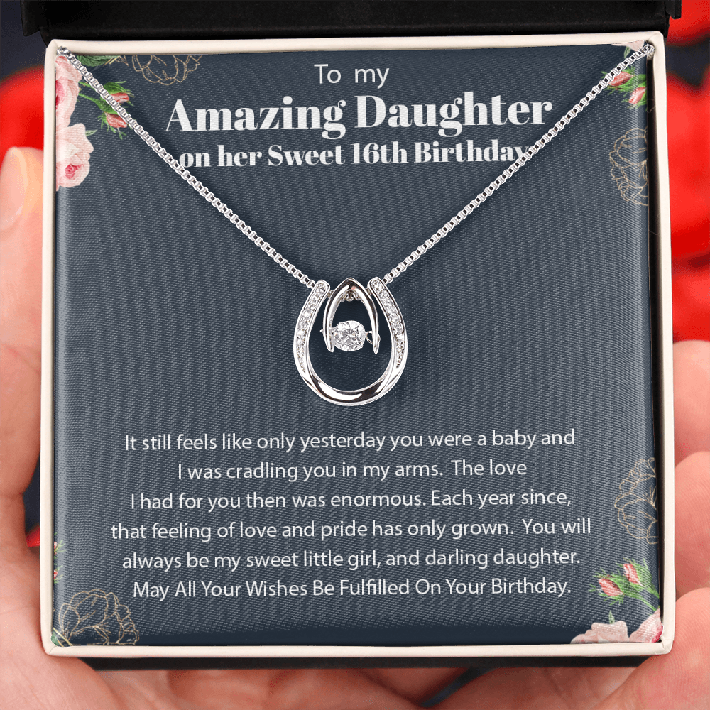 To My Amazing Daughter Happy Sweet 16 Birthday Necklace | Gift For Daughter's 16th Birthday | Sweet 16 Birthday Gift