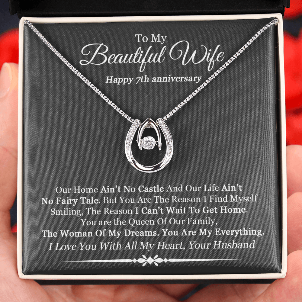 Gift For My Beautiful Wife 7th Year Anniversary Necklace, 7th Year Wedding Anniversary Gifts, 7th Wedding Anniversary Gift For Her