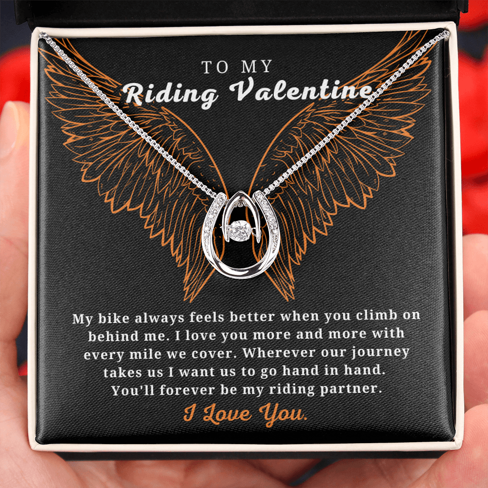 To My Riding Valentine Lovers Cubic Zirconia Necklace Gift | Valentine's Bikers Gifts For Women