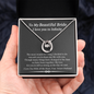 To My Beautiful Bride I Love You To Infinity Lucky In Love Necklace; Wedding Gift For Wife; Anniversary Gift For Fiance
