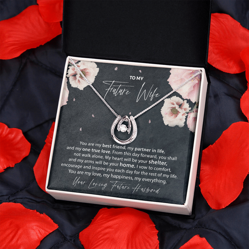 To My Future Wife Lucky In Love Necklace; Wedding Gift For Wife; Anniversary Gift For Fiance