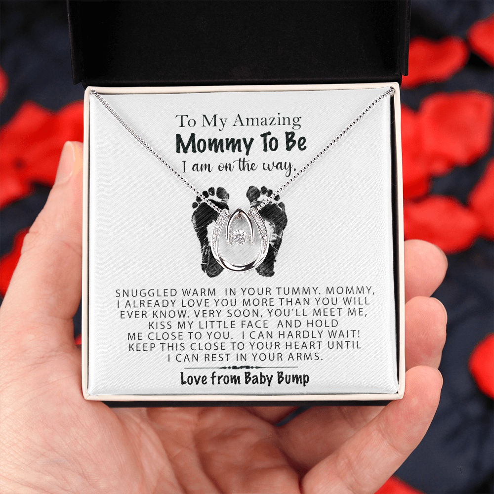 Mommy I Am On The Way Necklace | Mom To Be Gift, Pregnancy Gift for Mom To Be, Mommy Gift From Baby Bump