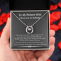 To My Future Wife I Love You To Infinity Lucky In Love Necklace; Wedding Gift For Wife; Anniversary Gift For Fiance