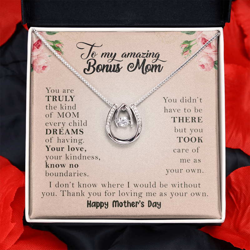 To My Amazing Bonus Mom Zirconia Necklace | Step Mom Gift Bonus Mom Necklace, Present for Stepmom for Mother's Day