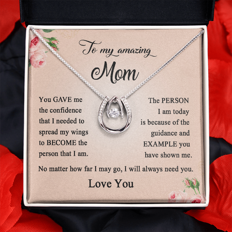 To My Amazing Mom, Lucky In Love Necklace  Mom Necklace, Present for Mother's Day