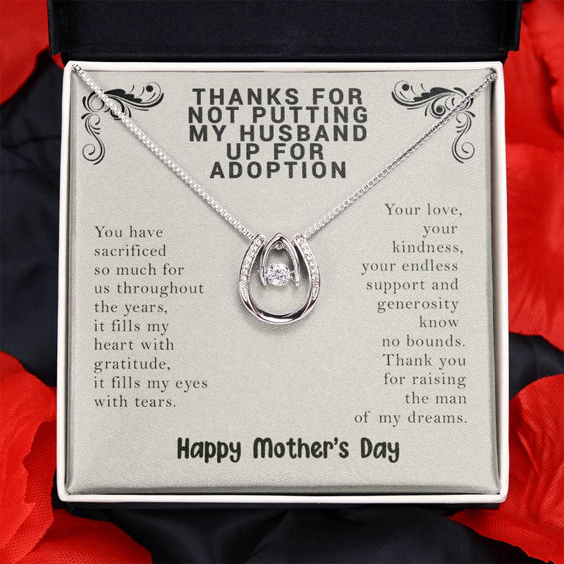 Thanks for Not Putting My Husband Up For Adoption Lucky Necklace | Funny Mother's Day Gift For Mother-In-Law | Gift from Daughter-In-Law