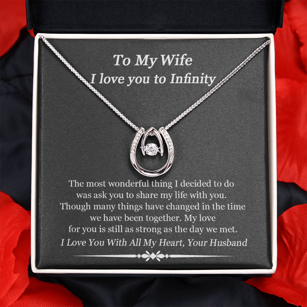 Gift For Wife I Love You To Infinity Lucky In Love Necklace; Anniversary Gift For Wife; Birthday Gift For Wife