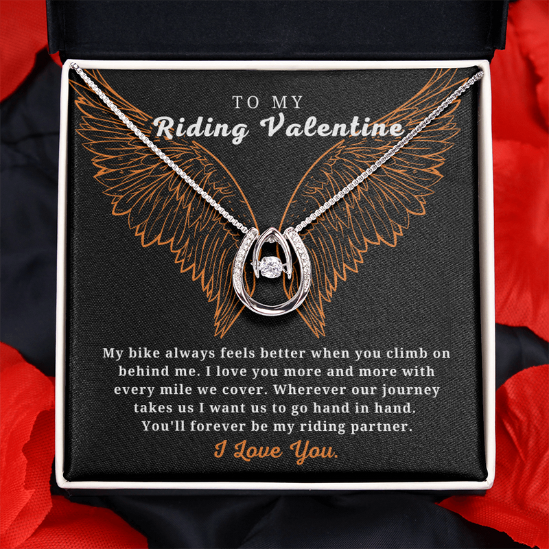To My Riding Valentine Lovers Cubic Zirconia Necklace Gift | Valentine's Bikers Gifts For Women