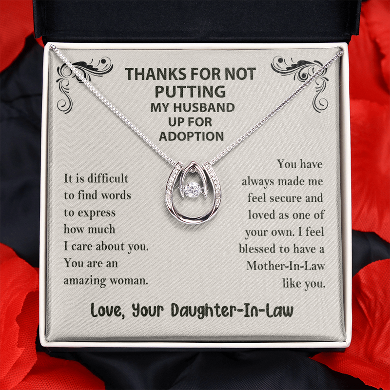 Thanks for Not Putting My Husband Up For Adoption Lucky in Love Necklace | Funny Mother's Day Gift For Mother-In-Law | Gift from Daughter-In-Law| Blessed to Have You In my Life