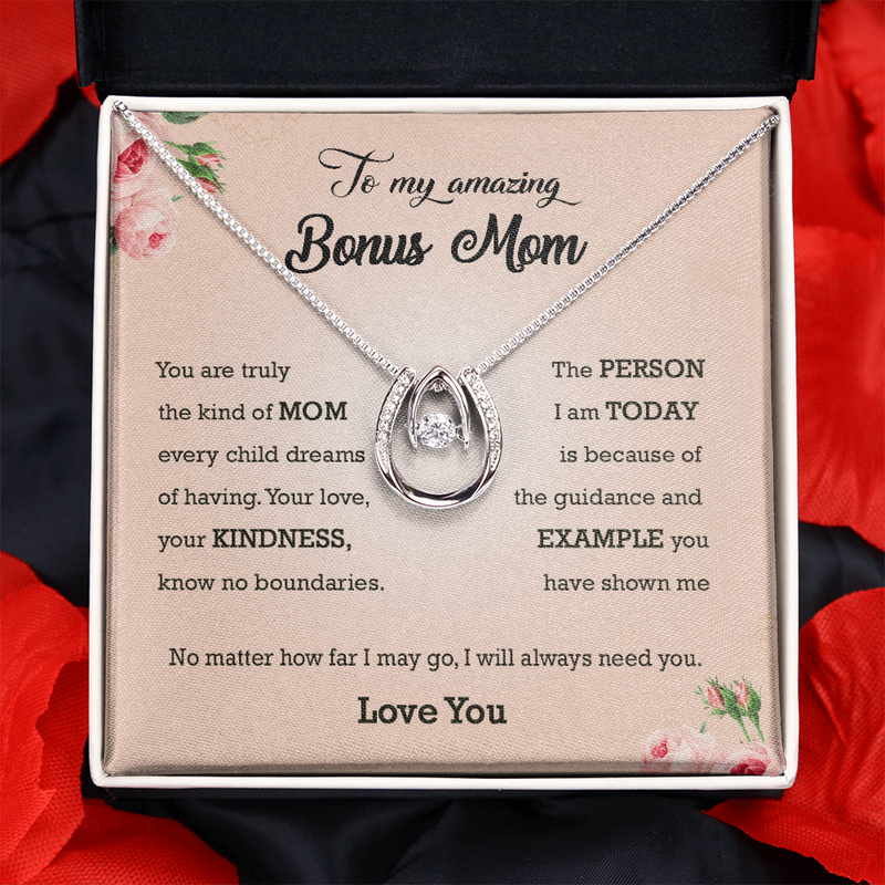 To My Bonus Mom, I will Always Need You, Lucky In Love Necklace  Mom Necklace, Present for Stepmom for Mother's Day