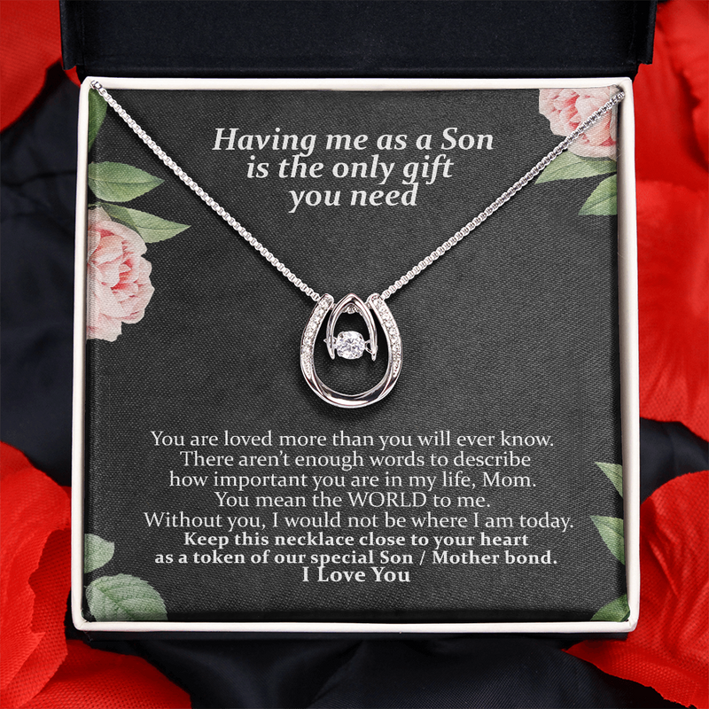 Funny Mothers Day Message Card Necklace | Having Me As A Son Is The Only Gift Your Need Card for Mom from Son