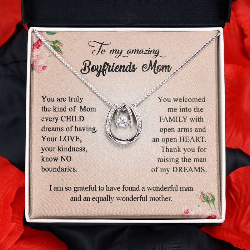 To My Amazing Boyfriends Mom, Lucky In Love Necklace  Mom Necklace, Present for Stepmom for Mother's Day