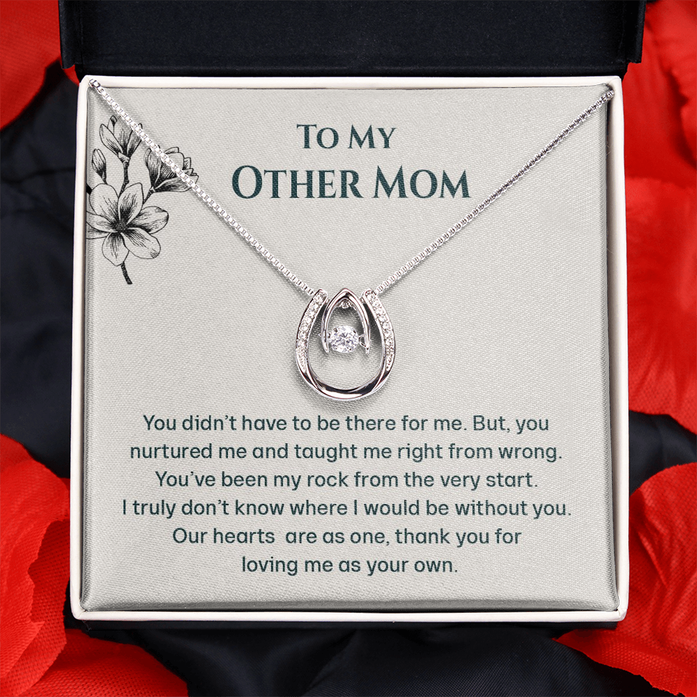 To My Other Mom Our Hearts Are As One Lucky In Love Necklace | Step Mom Necklace, Bonus Mom Gift | Birthday, Mother's Day Gift for Second Mom