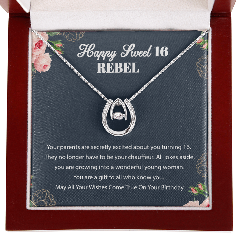 Happy Sweet 16 Rebel Birthday Necklace |  Gift For 16th Birthday | Sweet 16 Birthday Gift