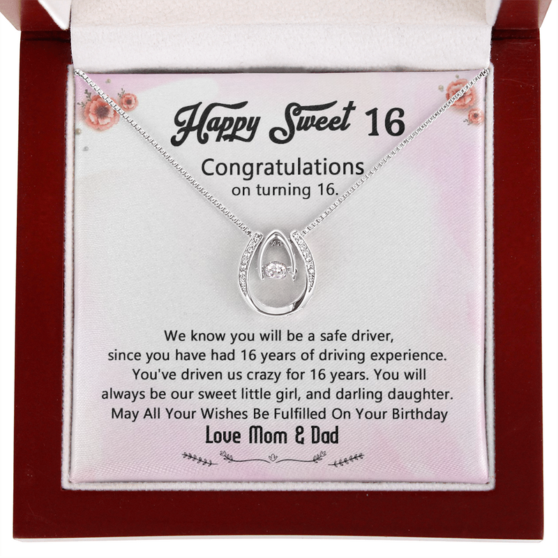 Happy Sweet 16 You Will Always Be Our Little Girl Birthday Necklace | Gift For Daughter's 16th Birthday | Sweet 16 Birthday Gift