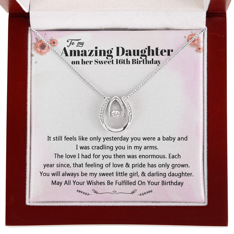 To My Amazing Daughter Sweet 16 Birthday Necklace | Gift For Daughter's 16th Birthday | Sweet 16 Birthday Gift