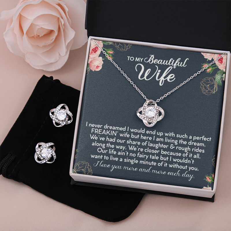 Wife Anniversary, Mother's Day Gift, Wife Birthday Necklace Earring Gift Set