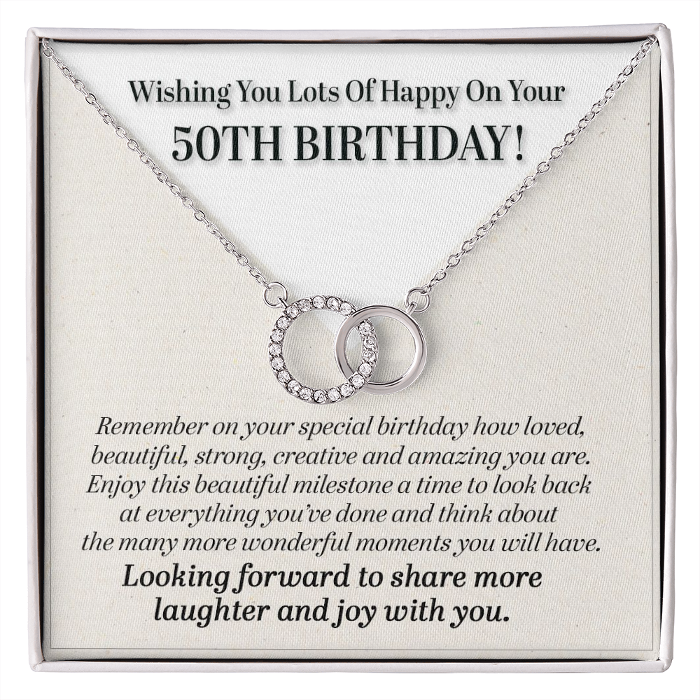 50th Birthday Pair Necklace Gift For Her | Meaningful 50th Birthday Necklace | Interlocking Circles | Sterling Silver Jewelry