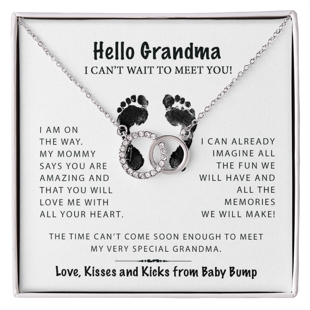 Hello Grandma Love Knot Necklace, Pregnancy Reveal Gift, Gift for Grandmother To Be