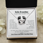 Hello Grandma Love Knot Necklace, Pregnancy Reveal Gift, Gift for Grandmother To Be