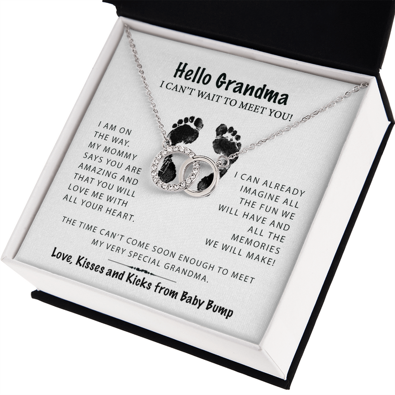Hello Grandma Love Knot Necklace, Pregnancy Reveal Gift, Gift for Grandmother To Be