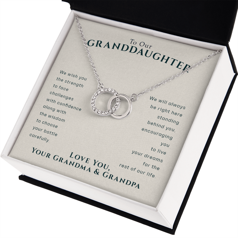 To Our Granddaughter Live Your Dreams Pair Necklace | Gift From Grandma & Grandpa | Granddaughter Birthday, Granddaughter Graduation