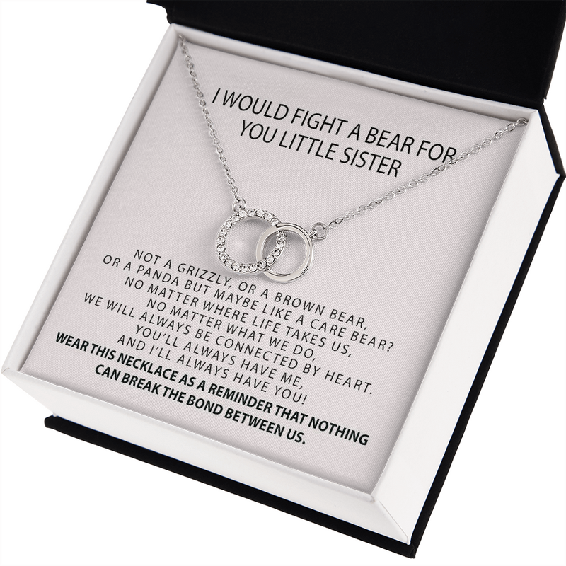 I Would Fight A Bear For You Little Sister Necklace Gift | Sister Gifts Little Sister | Birthday Gift for Little Sister | Jewelry Gift for Sister Necklace Card I Would Fight A Bear For You Little Sister Necklace Gift | Sister Gifts Little Sister | Birthda
