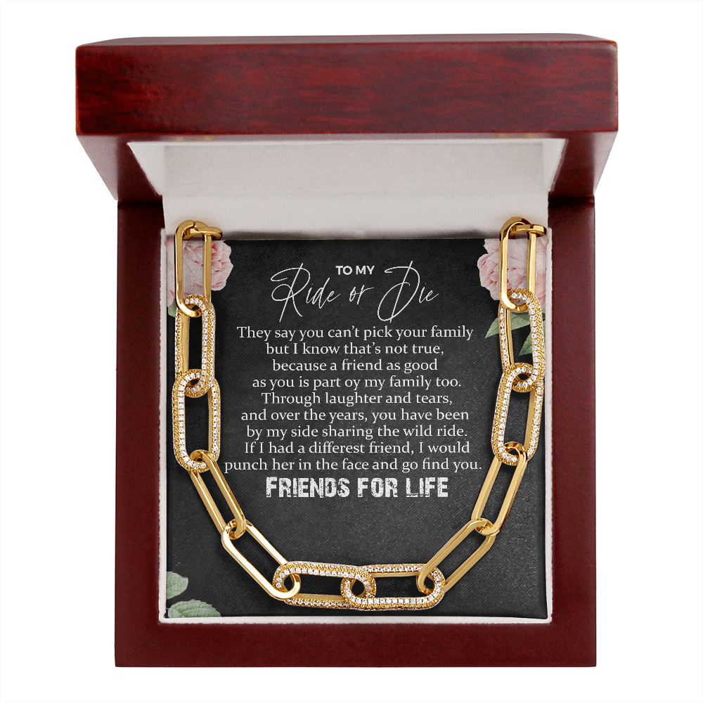 To My Ride or Die Forever Linked Necklace | Best Friend Forever, Unbiological Sister, Bonus Sister, Friends For Life | Birthday Gift