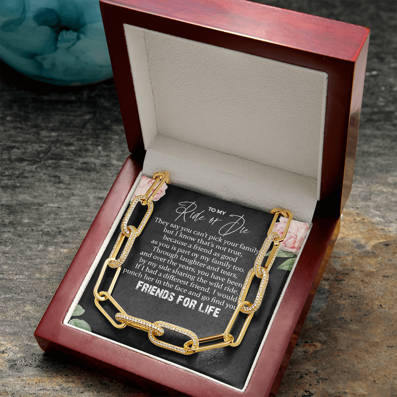 To My Ride or Die Forever Linked Necklace | Best Friend Forever, Unbiological Sister, Bonus Sister, Friends For Life | Birthday Gift