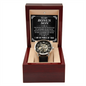 To My Bonus Son I Am So Proud Of You Men Openwork Watch | Gift from Mom | Gift from Dad | Appreciation Gift for Son | Birthday Gift, Graduation