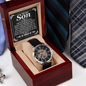 To My Son I Am So Proud Of You Men Openwork Watch | Gift from Mom | Gift from Dad | Appreciation Gift for Son | Birthday Gift, Graduation