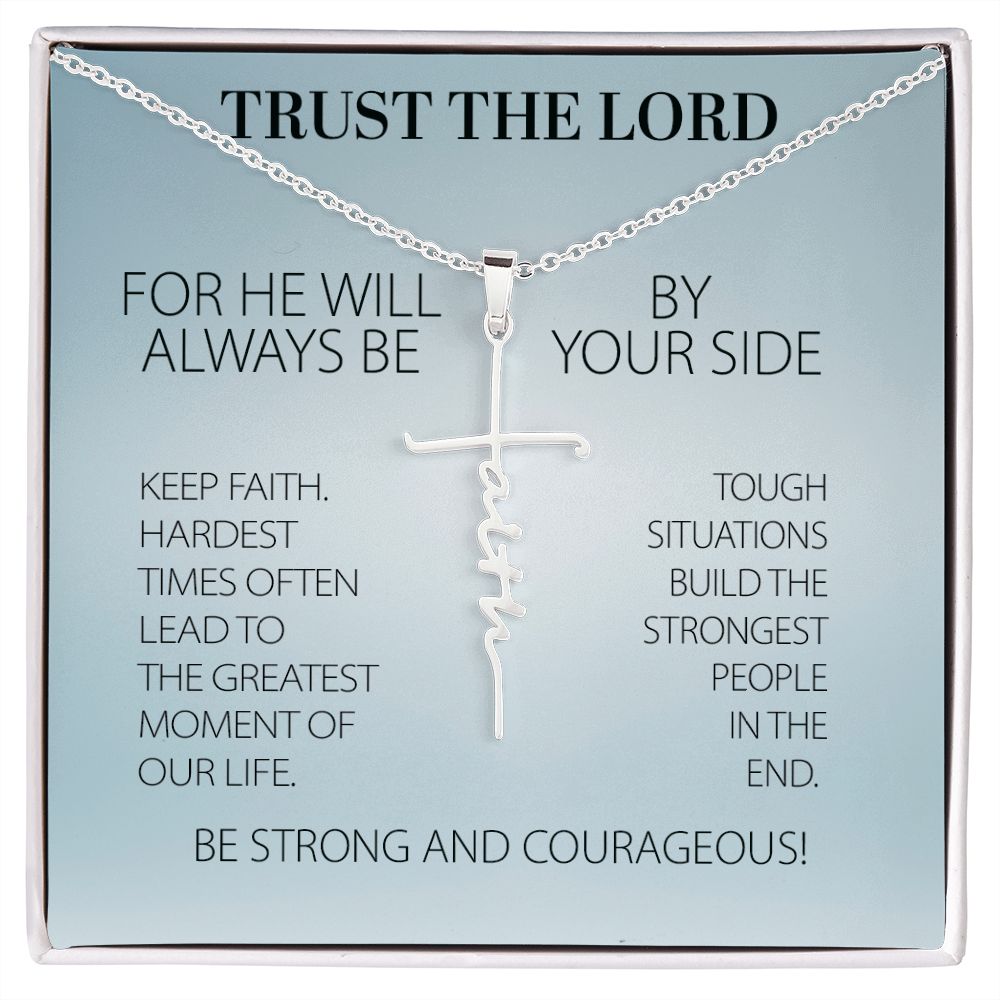 Trust The Lord Keep Faith Cross Necklace - Birthday, Friendship, Faith Cross Necklace Gift